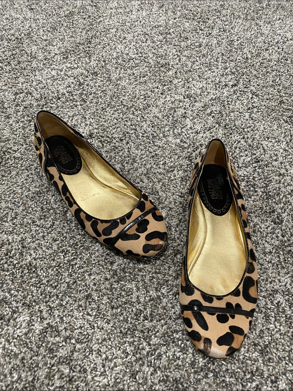 Coach Leopard Print Ballet Flats - Tan and Black